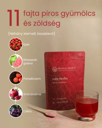   Ruby Herbs - 11 piros gyümölcs és zöldség szuperfood keveréke, 200 g