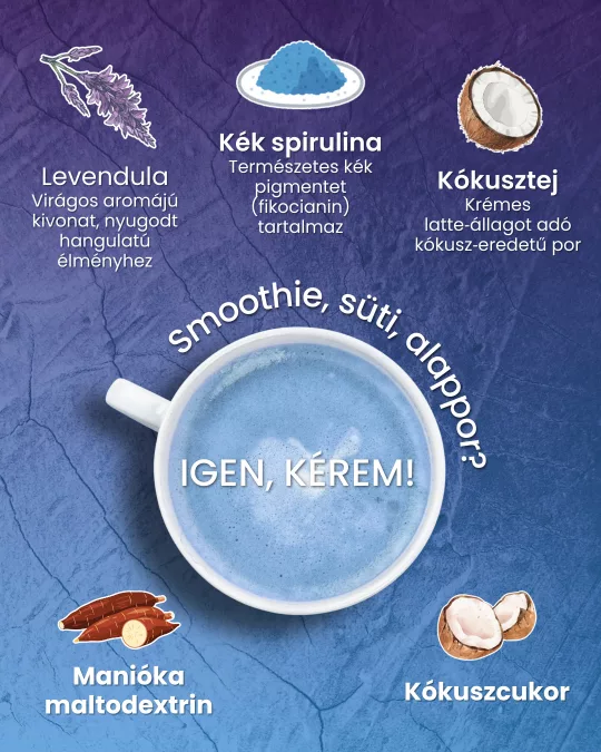Kék spirulina latte őrölt levendulával - italpor 