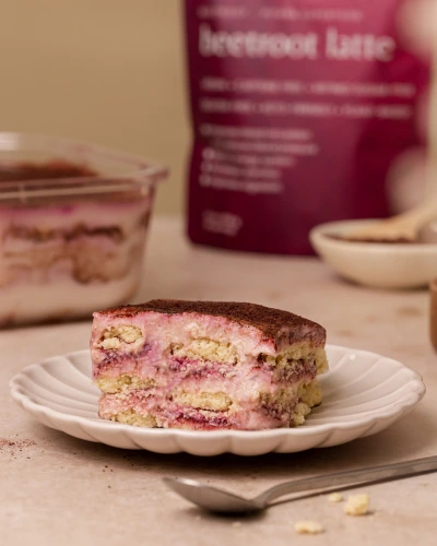 Pink latte tiramisu